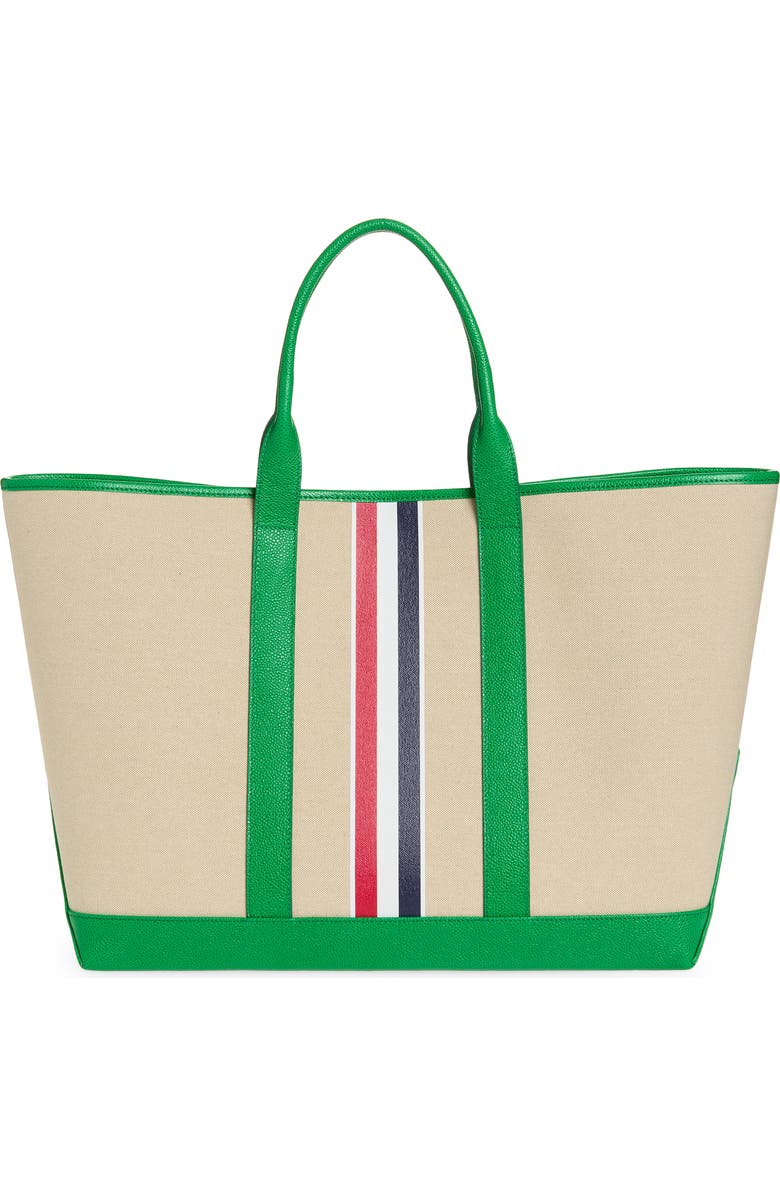 Thom Browne Medium Canvas & Leather Tool Tote, Alternate, color, Green