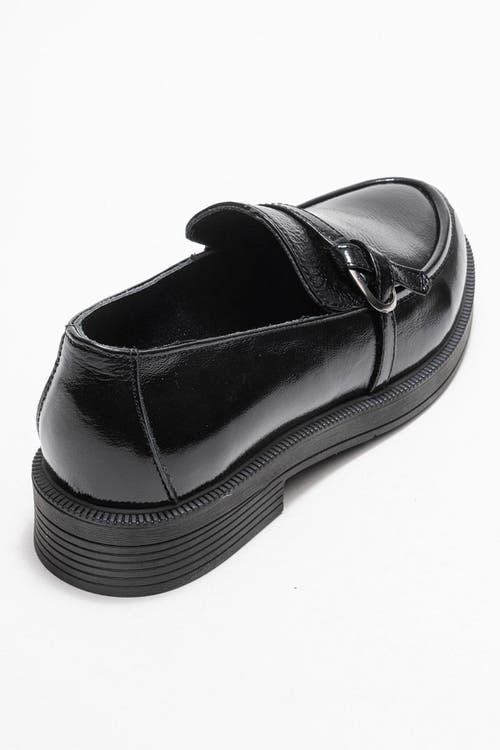 Forever & Always Shoes Galea Buckled Leather Loafers In Black