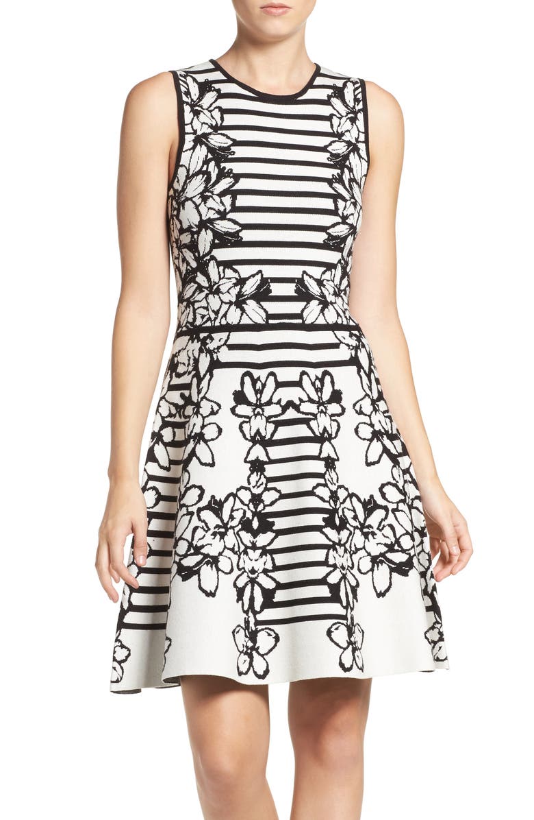 Eliza J Sweater Fit & Flare Dress, Main, color, 