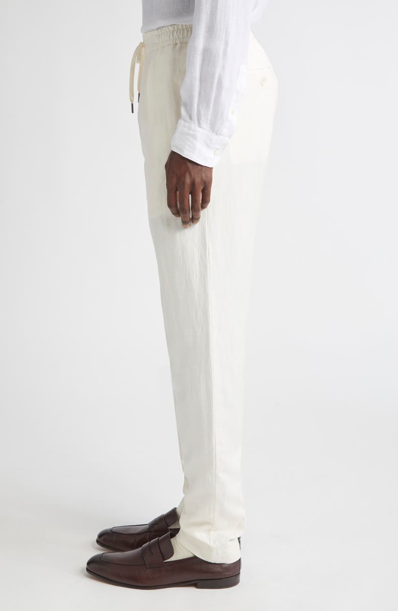 Ralph Lauren Purple Label Dorset Drawstring Silk & Linen Pants, Alternate, color, Classic Cream