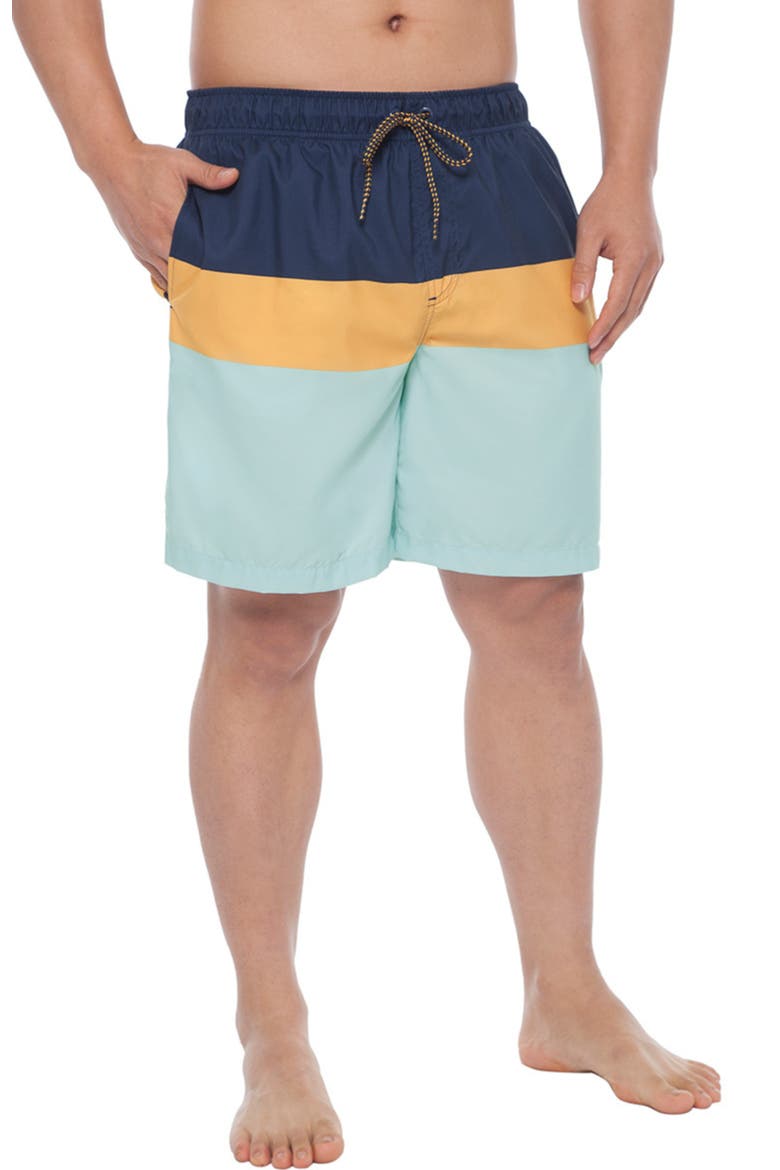 All-Day Comfort Mesh-Lined Swim Trunks, Alternate, color, Navy mustard