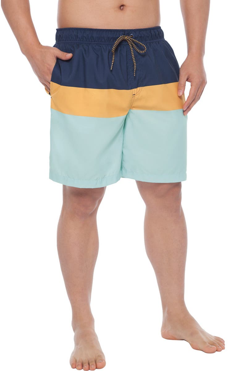 Rokka&Rolla All-Day Comfort Mesh-Lined Swim Trunks, Alternate, color, Navy Mustard