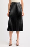 Tahari ASL Pleated Faux Leather Midi Skirt
