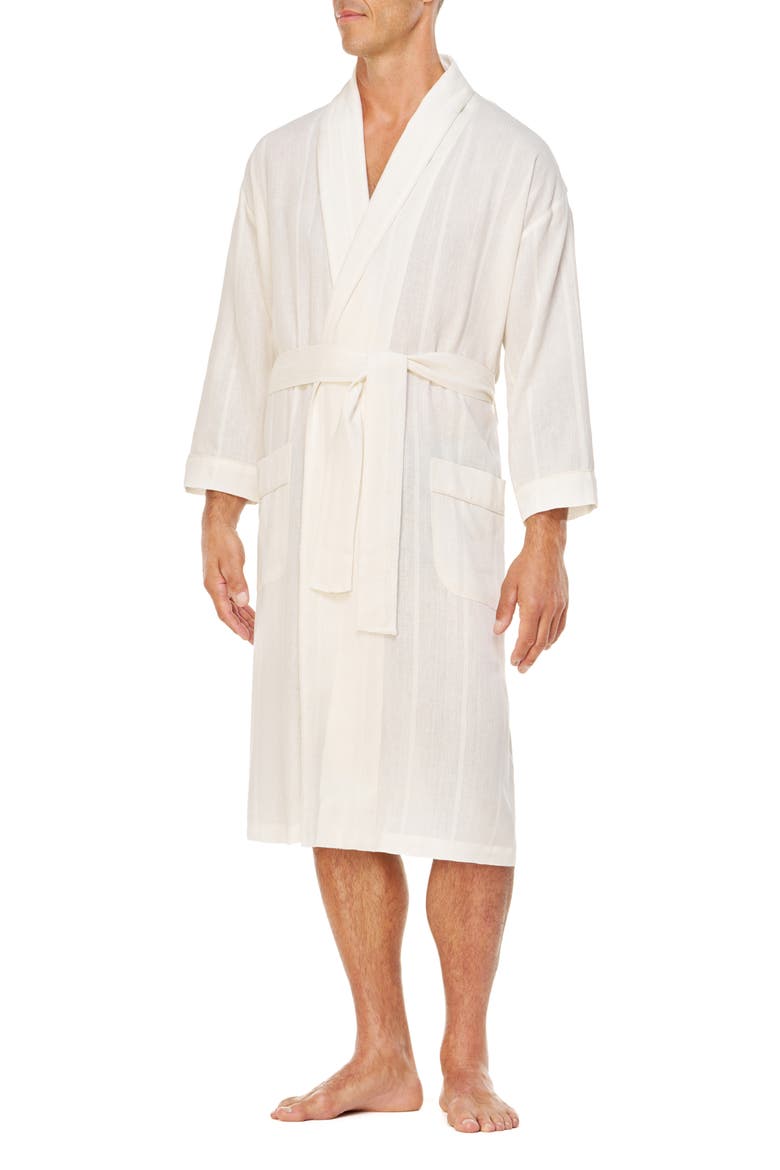 Shawl Collar Woven Viscose & Cotton Robe, Main, color, CREAM
