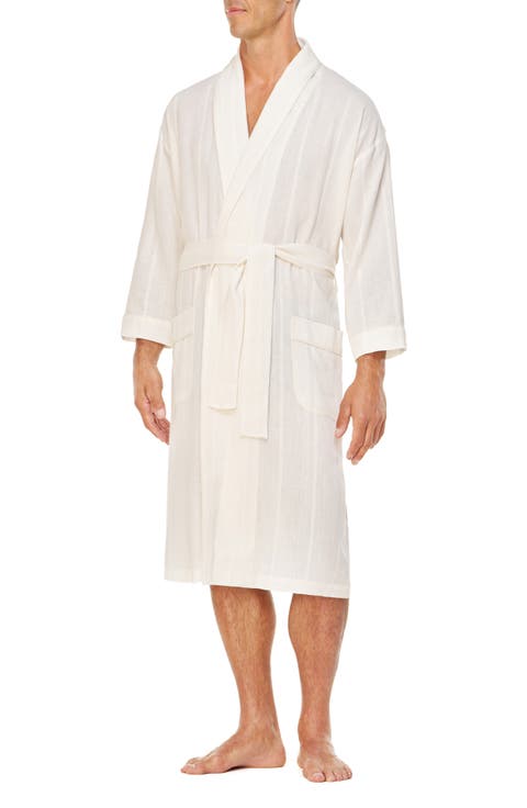 Shawl Collar Woven Viscose & Cotton Robe