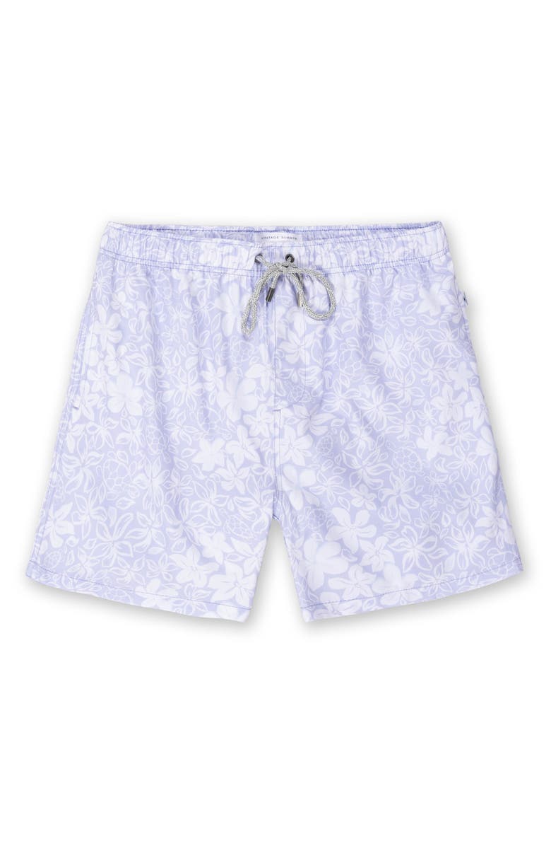 Vintage Summer Kids' Print Swim Shorts, Main, color, Violet