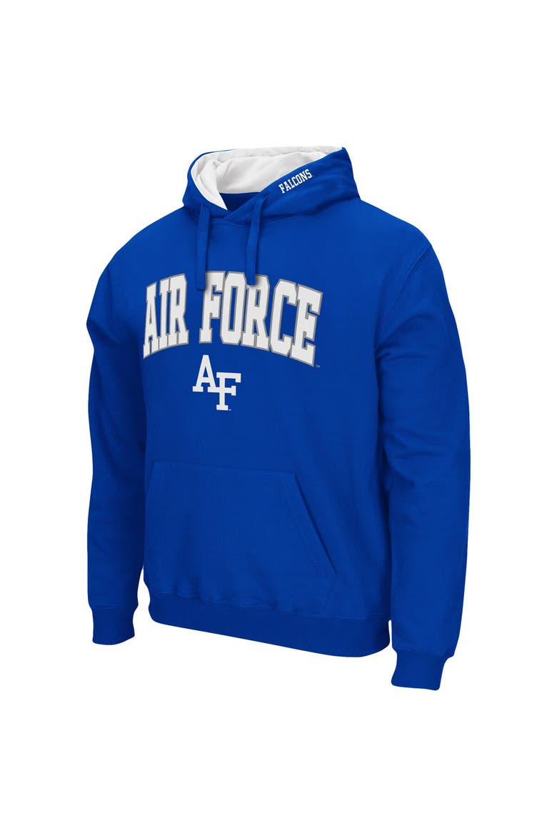 Men's Colosseum Royal Air Force Falcons Arch & Logo 3.0 Pullover Hoodie, Alternate, color, Royal
