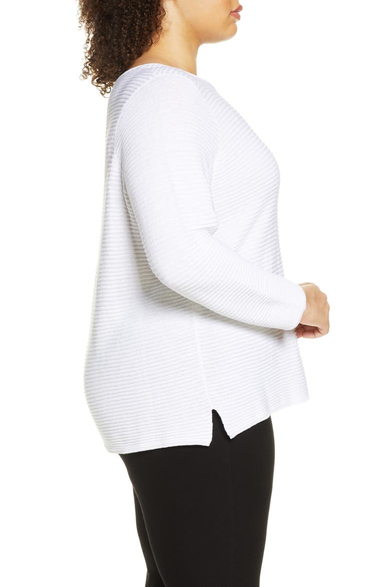 Horizontal Ribbed Organic Linen & Cotton Sweater, Alternate, color, WHITE