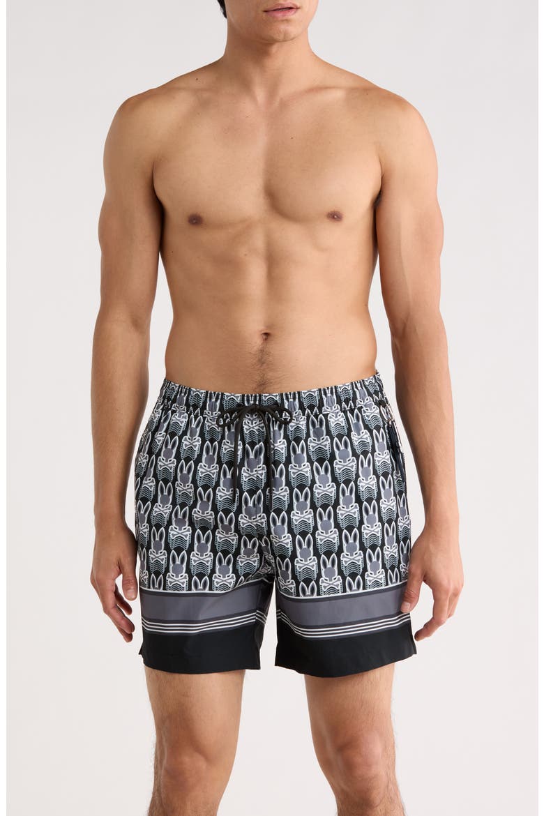Jake Print Swim Trunks, Main, color, BLACK