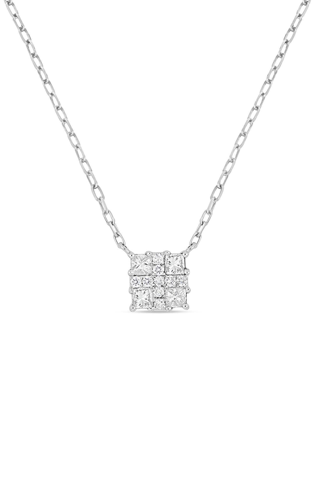 Bony Levy Mika 18K White Gold Diamond Square Pendant Necklace