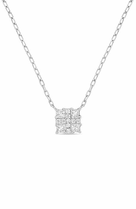 Bony Levy Mika 18K White Gold Diamond Square Pendant Necklace