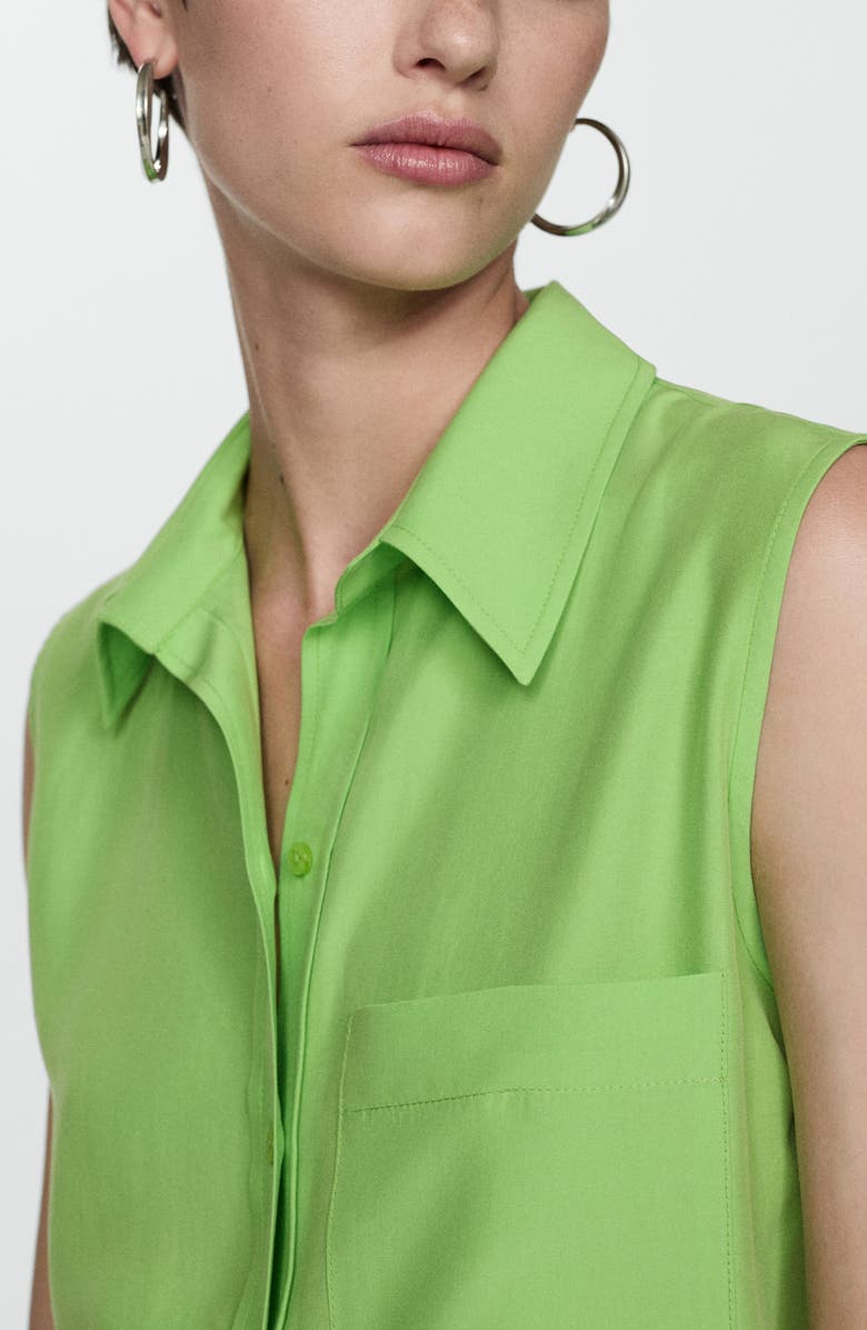 MANGO Sleeveless Button-Up Shirt, Alternate, color,