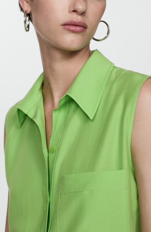 Shop Mango Sleeveless Button-up Shirt In Green