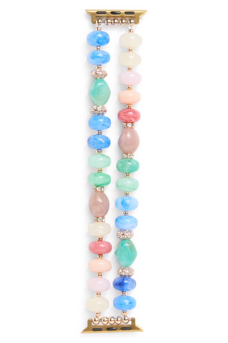 Beaded Apple Watch® Watchband, Main, color, BLUE MULTI- GOLD