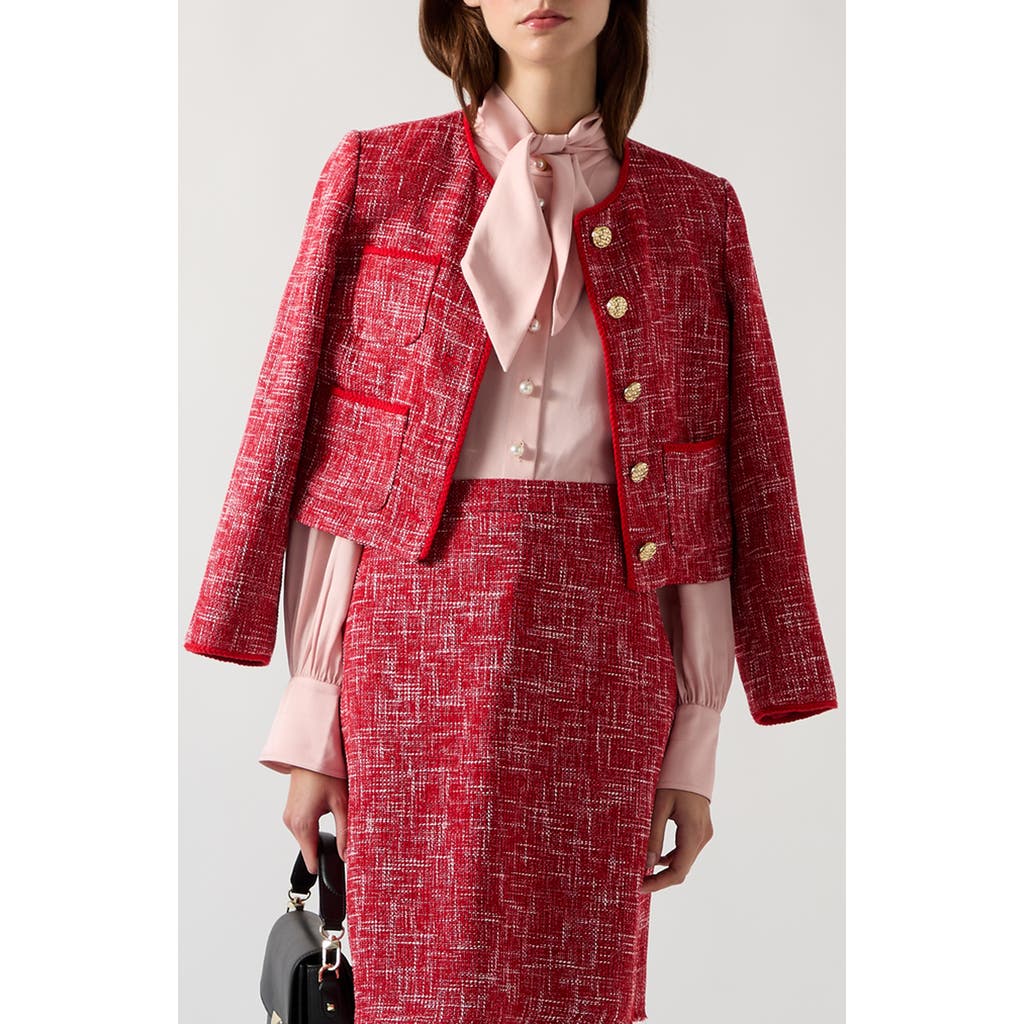 Lk Bennett Alexa Tweed Jacket In Red