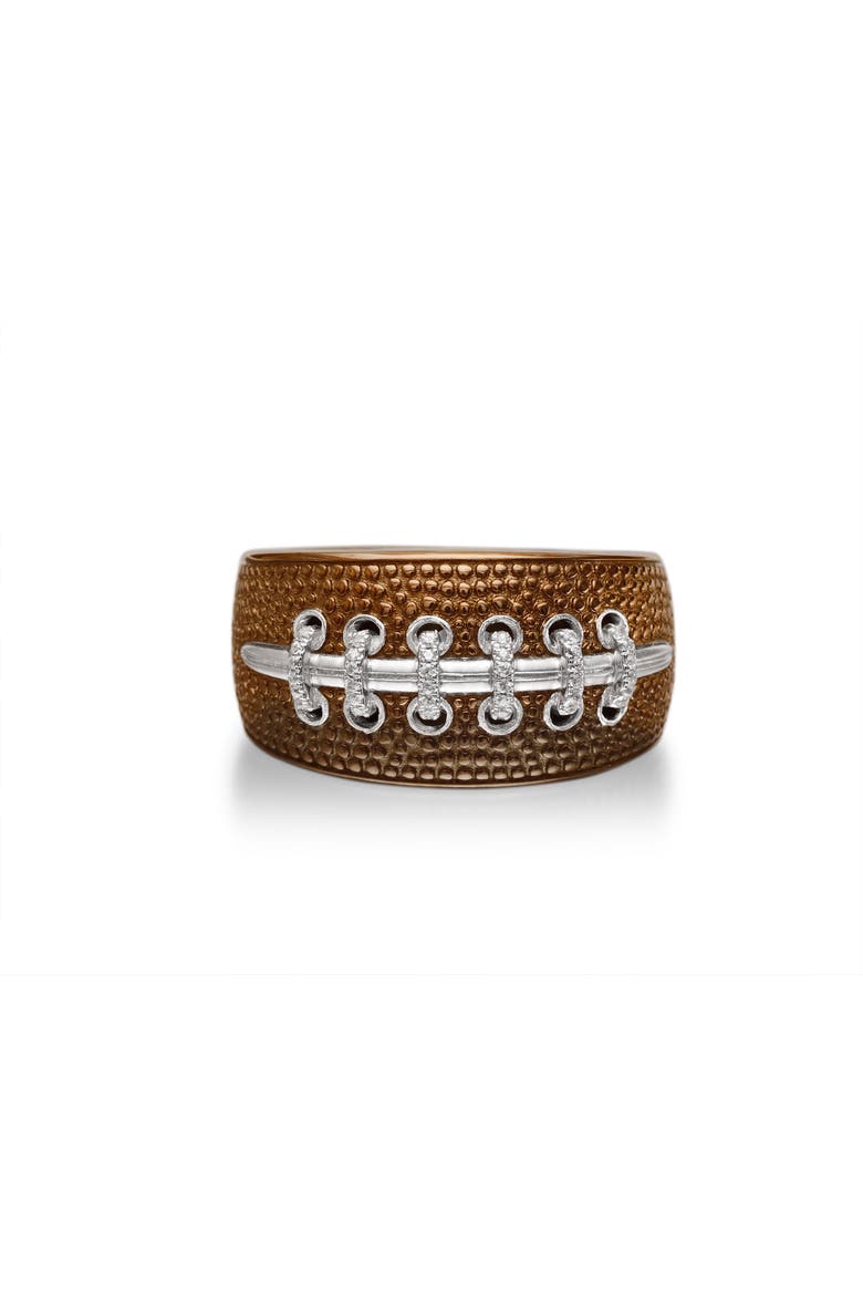 Hustle American Football Diamond Band Men Ring, Main, color, Brown