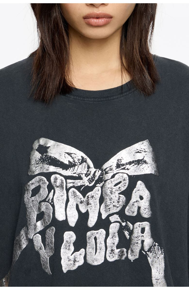 Bimba y Lola Logo Tie T-Shirt, Alternate, color, Washed Black