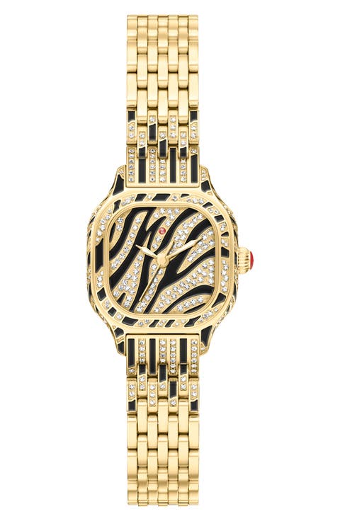 Mini Meggie Zebra Dial Diamond Bracelet Watch, 23mm x 25mm
