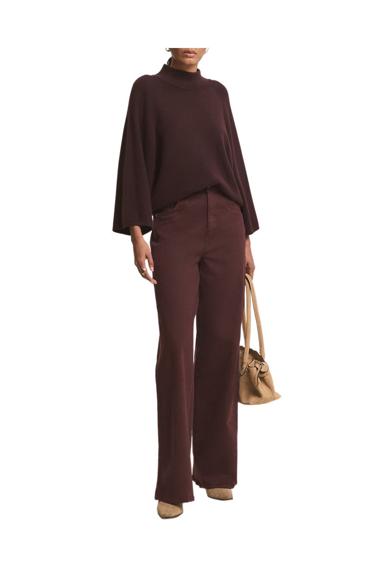 Cotton Blend Batwing Top, Alternate, color, Burgundy