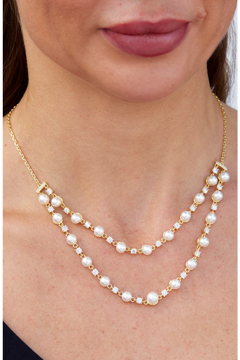 Two Row Shell Pearl Necklace, Alternate, color, YELLOW