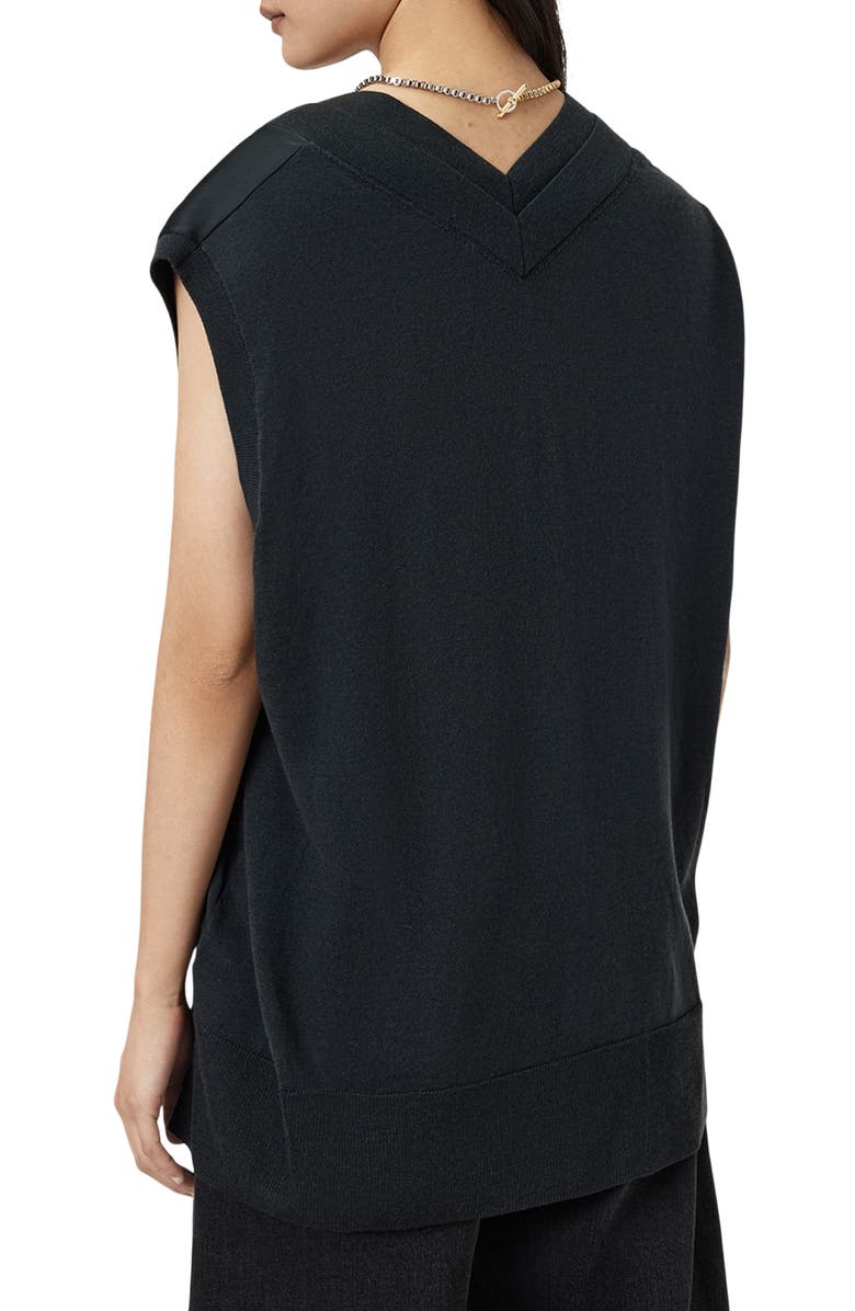 AllSaints Bern Side Snap Mixed Media Sweater Tank, Alternate, color, Collegiate Blue