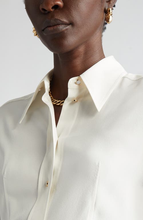 St John Silk Crepe De Chine Blouse In Ivory
