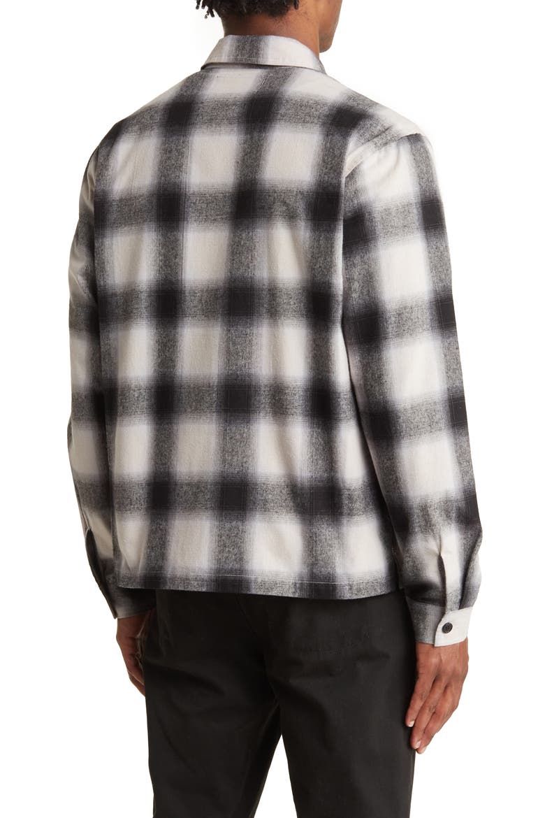 Shadow Plaid Cotton Zip-Up Shirt Jacket, Alternate, color, BLACK/ WHITE