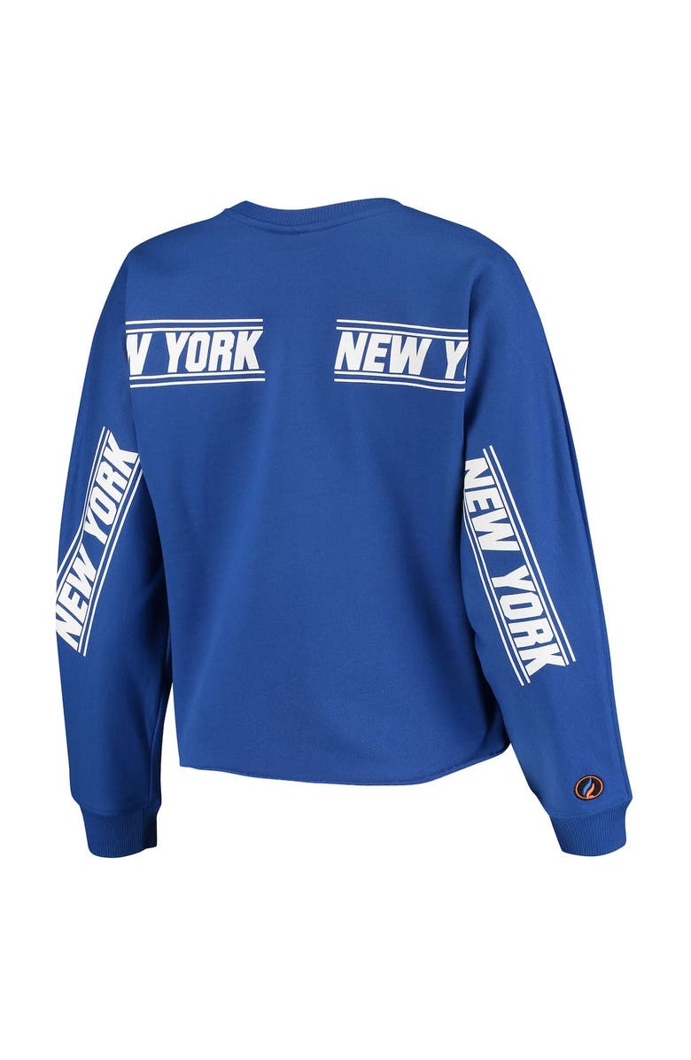 FISLL Women's FISLL Blue New York Knicks Cropped Long Sleeve T-Shirt, Alternate, color,