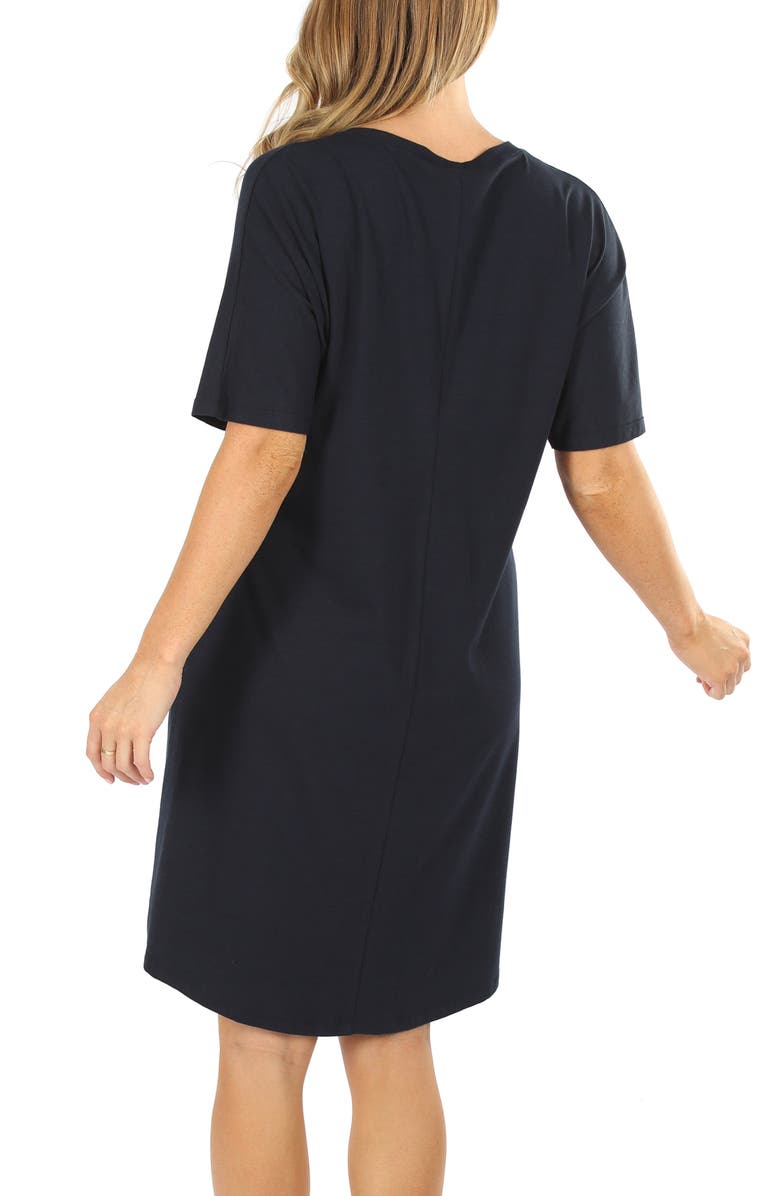 Angel Maternity Mama Hospital Maternity/Nursing Nightgown with Bonus Baby Pouch, Alternate, color, Navy