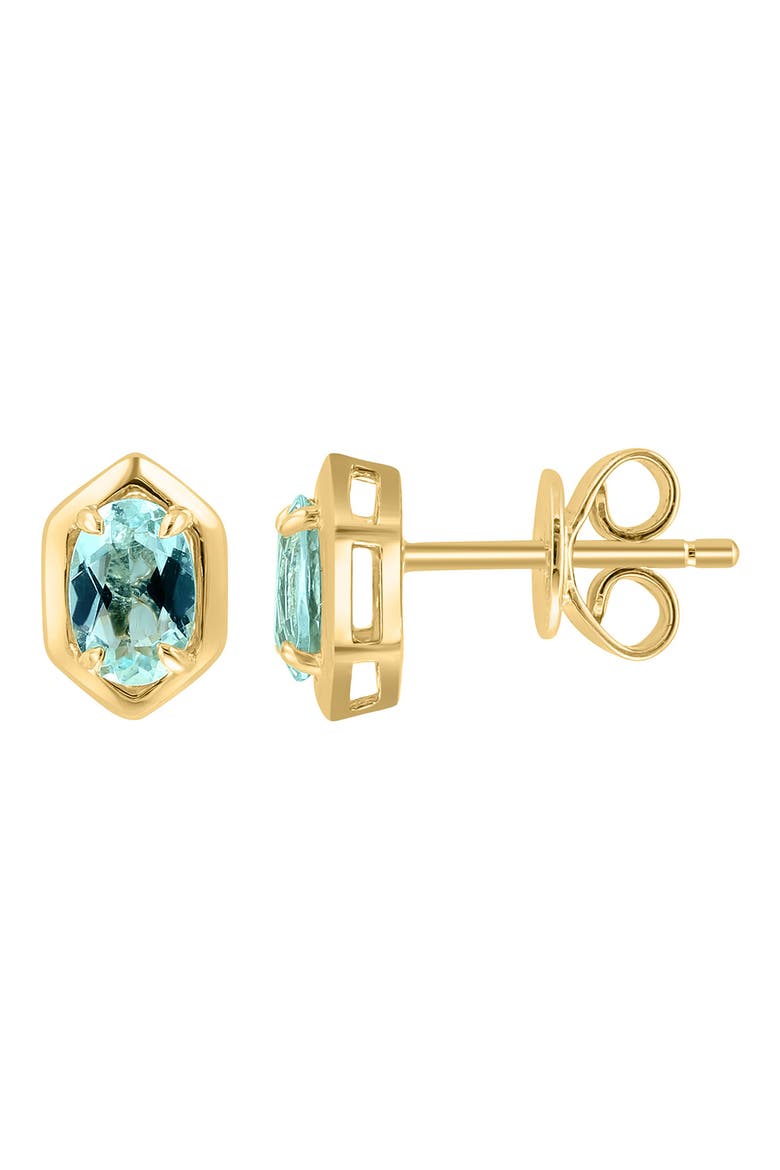 Oval Aquamarine Stud Earrings, Main, color, BLUE