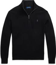 Polo Ralph Lauren Solid Cotton Piqué Quarter Zip Sweater
