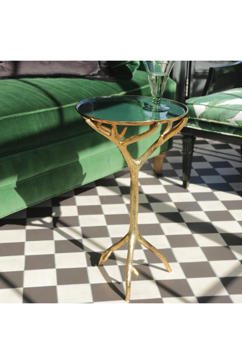 Manzanita Accent Table, Alternate, color, Gold w/ Emerald Green