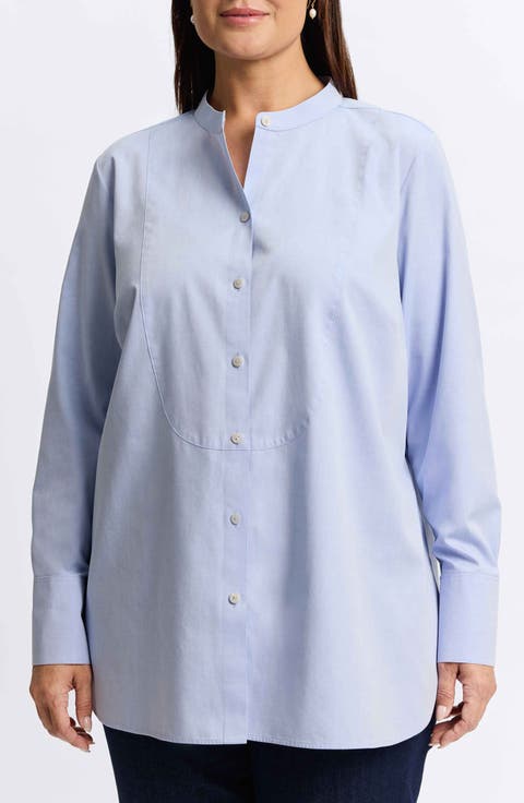 Kris Non-Iron Cotton Button-Up Shirt (Plus)