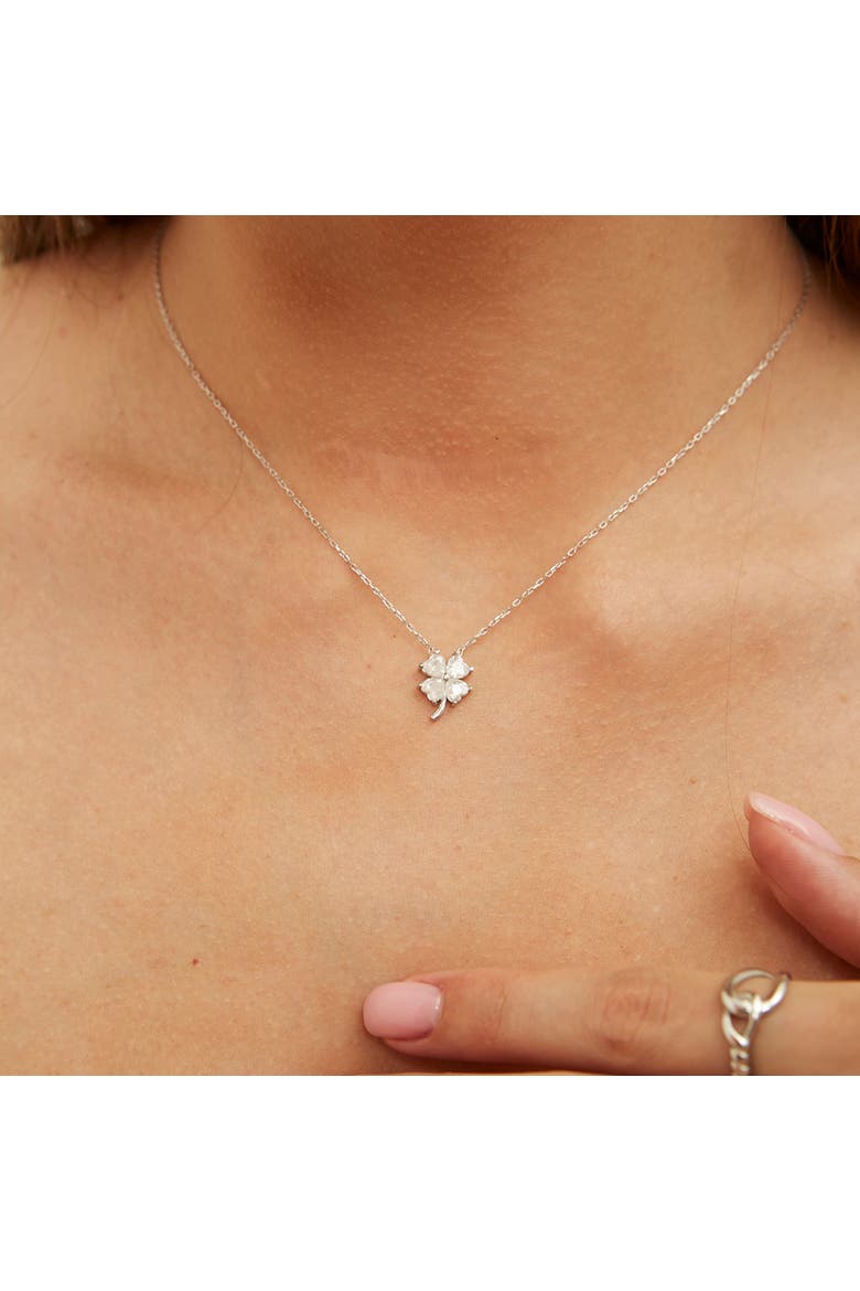 Four Leaf Clover Sterling Silver Necklace - White, Alternate, color, Silver