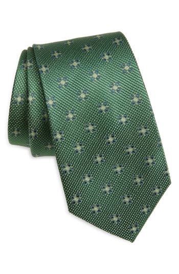 Duchamp Flower Silk Tie In Green
