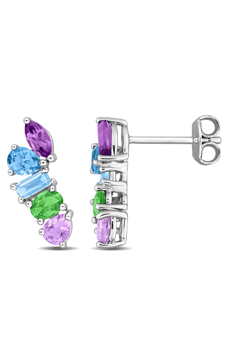 Gemstone Multi-Cut Drop Earrings Sterling Silver, Main, color, Multi/Sterling Silver