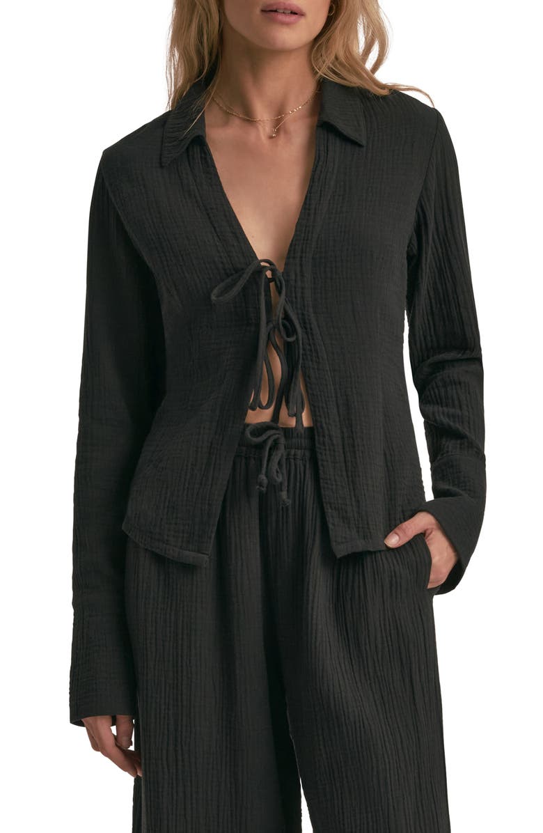 Favorite Daughter The Tied & True Cotton Gauze Shirt, Main, color, 