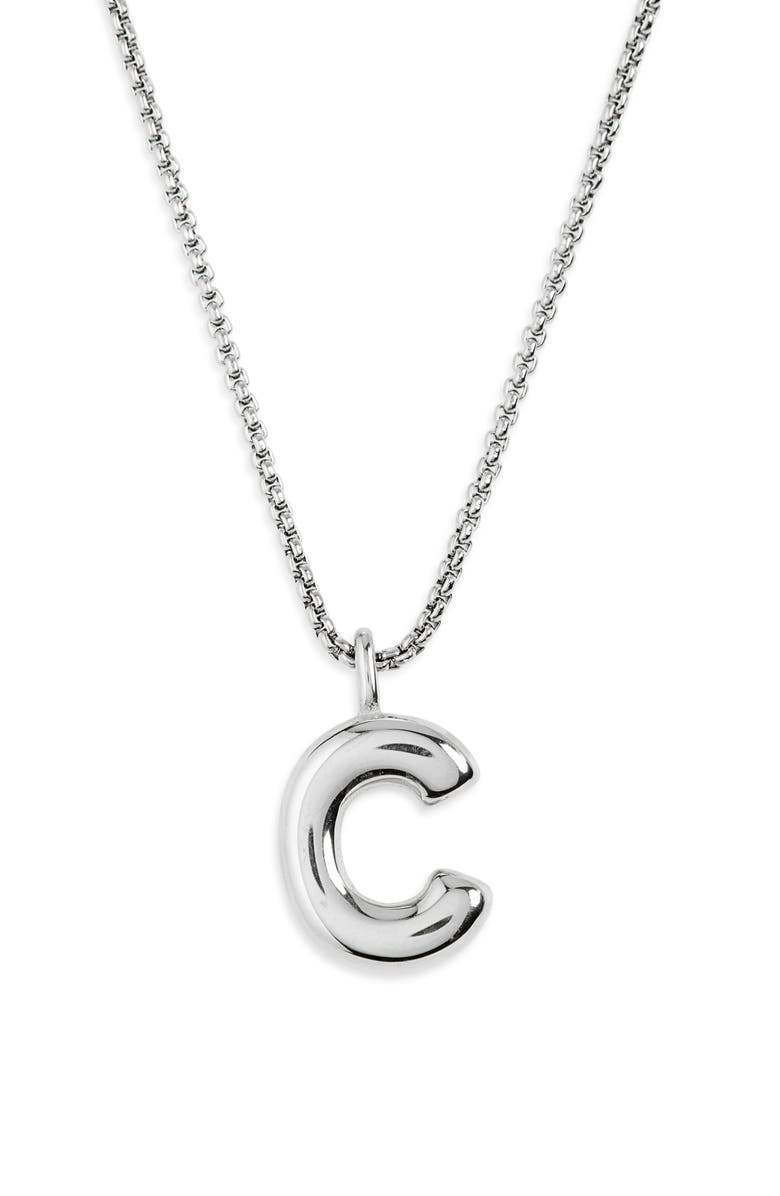 Open Edit Waterproof Bubble Initial Pendant Necklace, Alternate, color, C- Silver