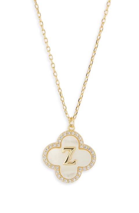 Clover Mother-of-Pearl Initial Pendant Necklace