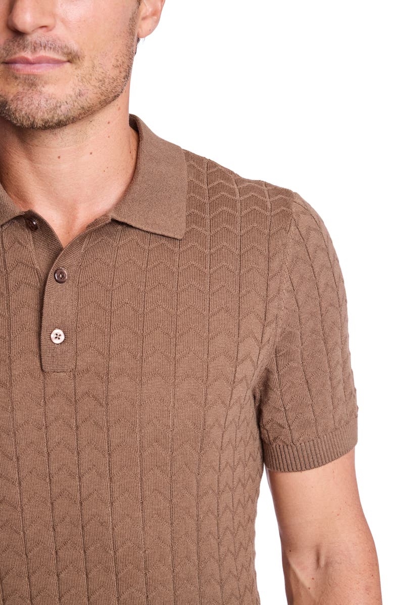 PAISLEY & GRAY Trim Fit Zigzag Knit Polo, Alternate, color, Maple Bacon