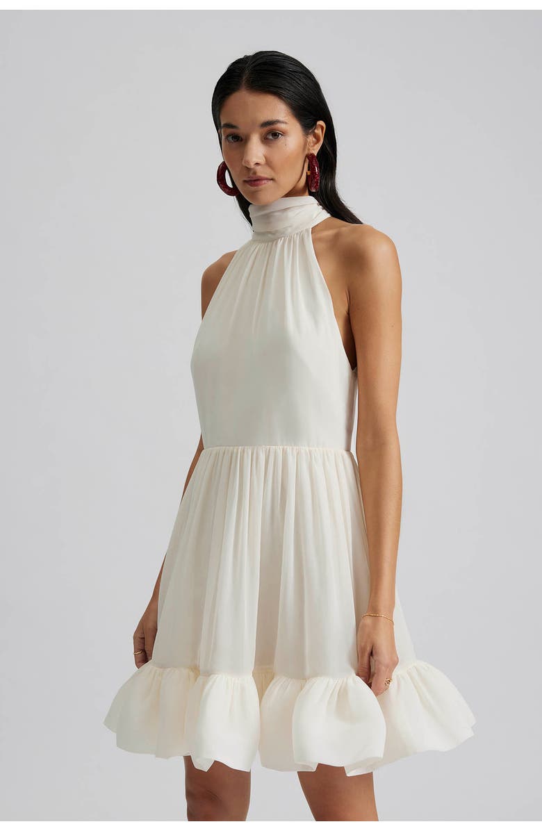 Malina Fern Halterneck Ruffled Mini Dress, Main, color, White