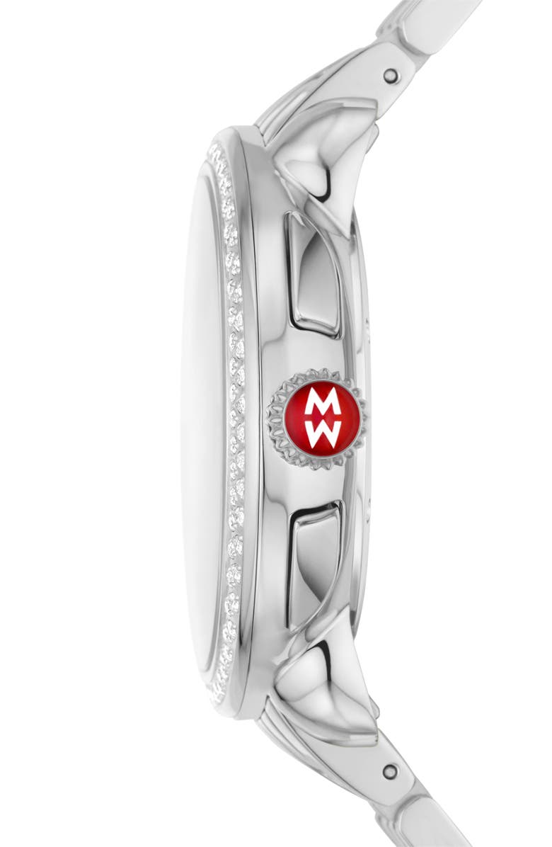 MICHELE Serein Diamond Bracelet Chronograph Watch, 40mm x 38mm, Alternate, color, Silver