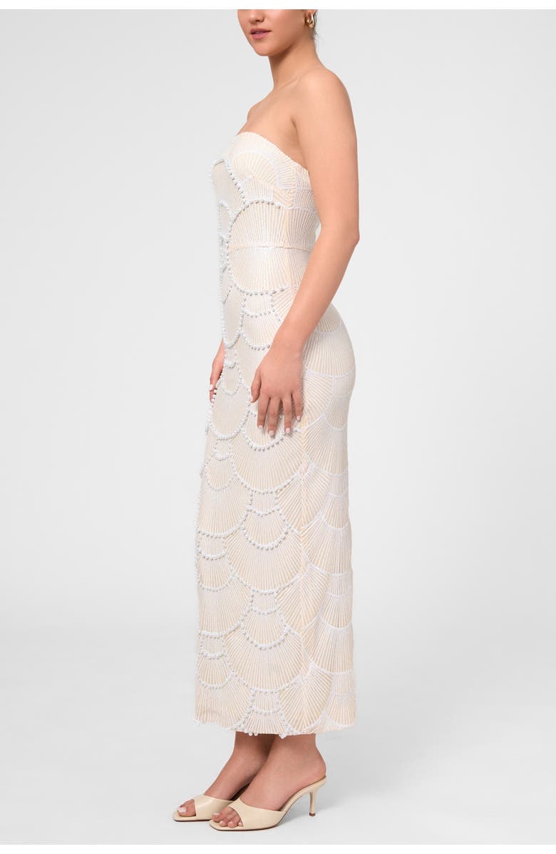 RACHEL Rachel Roy Gaia Strapeless Pearl Midi Dress, Alternate, color, White