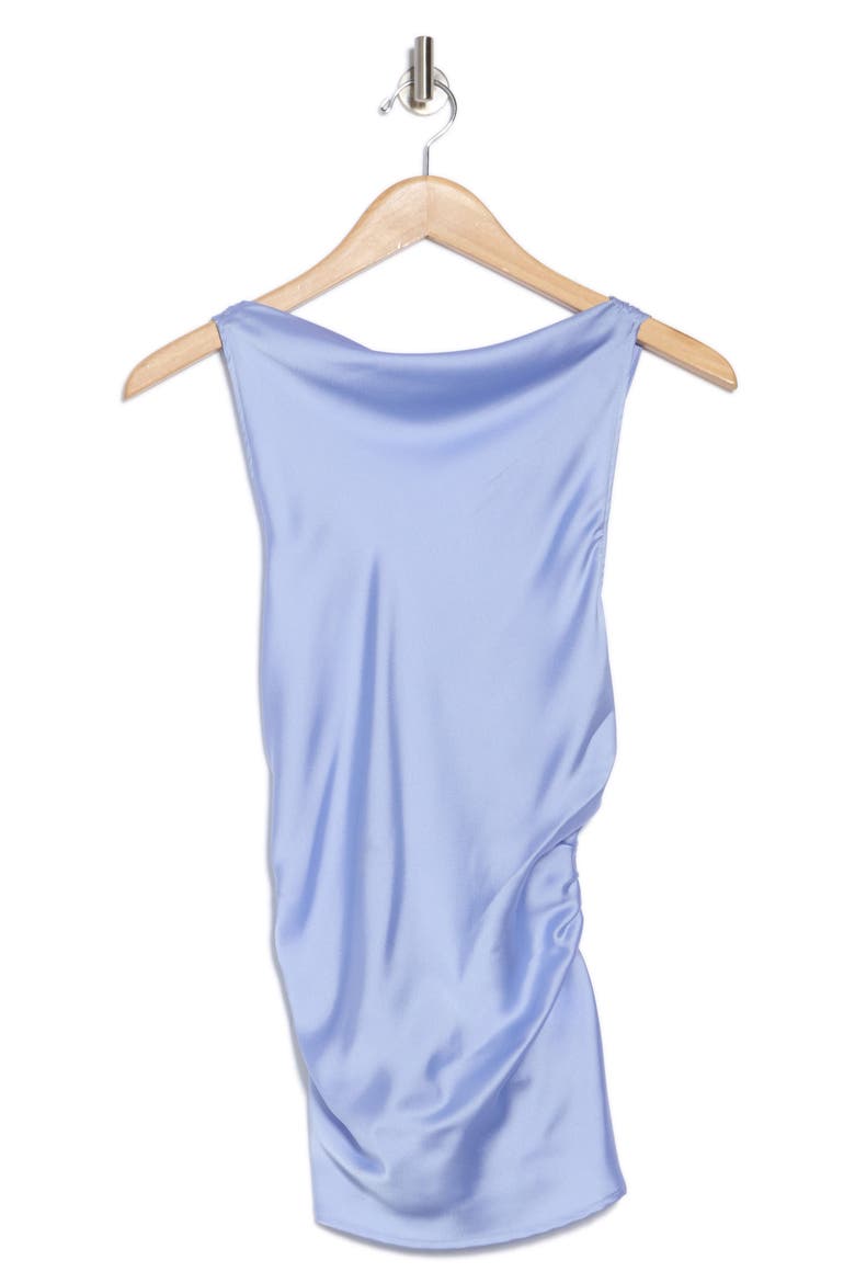 Open Back Ruched Satin Top, Alternate, color, BLUE