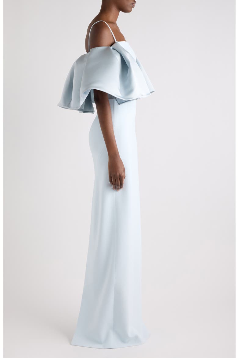 Off the Shoulder Column Gown, Alternate, color, ICE BLUE