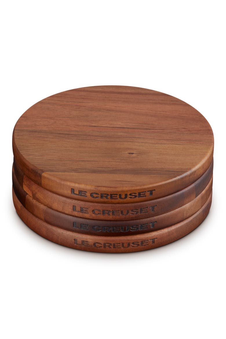 Set of 4 Magnetic Acacia Wood Trivets, Alternate, color, WOOD
