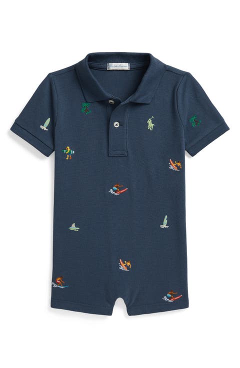 Surf Embroidered Polo Romper (Baby)