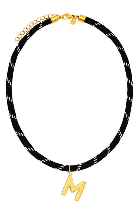 Bubble Initial Pendant Cord Necklace