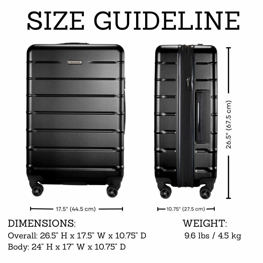 Ricardo Beverly Hills Cambria Hardside Luggage 24-inch Medium Checked, Alternate, color, Black Pearl