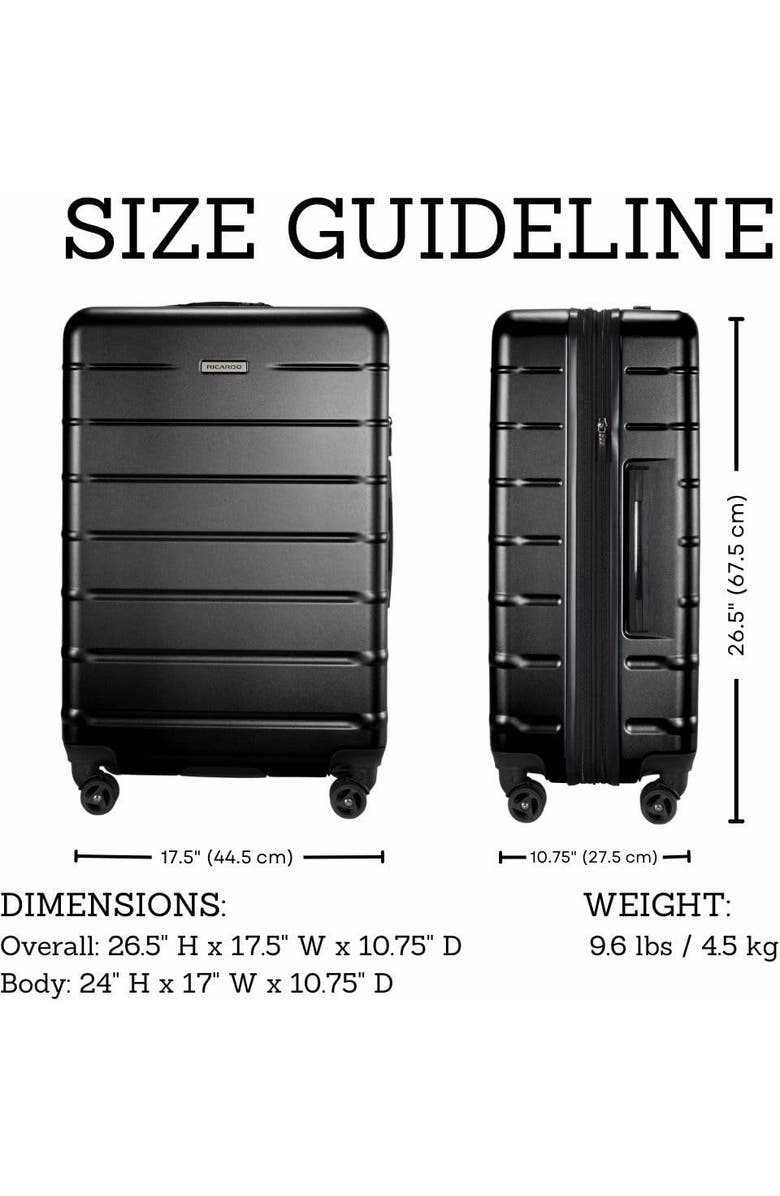 Ricardo Beverly Hills Cambria Hardside Luggage 24-inch Medium Checked, Alternate, color, Black Pearl